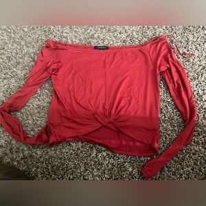 Off the shoulder long sleeved crop top